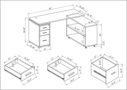 Bureau d'angle pliable Oliver 60 avec rangement et ports USB - Gris|Bureau en coin pliable Oliver de 60 po avec rangement et ports USB - gris