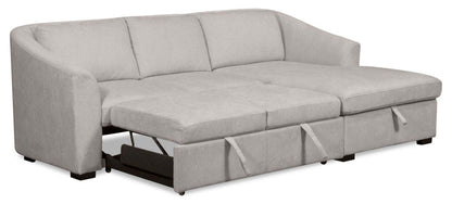 Envy 2-Piece Right-Facing Chenille Fabric Sleeper Sectional with Storage Chaise - Fog Grey | Canapé-lit sectionnel droit Envy 2 pièces en tissu de chenille avec chaise longue de rangement - gris brouillard