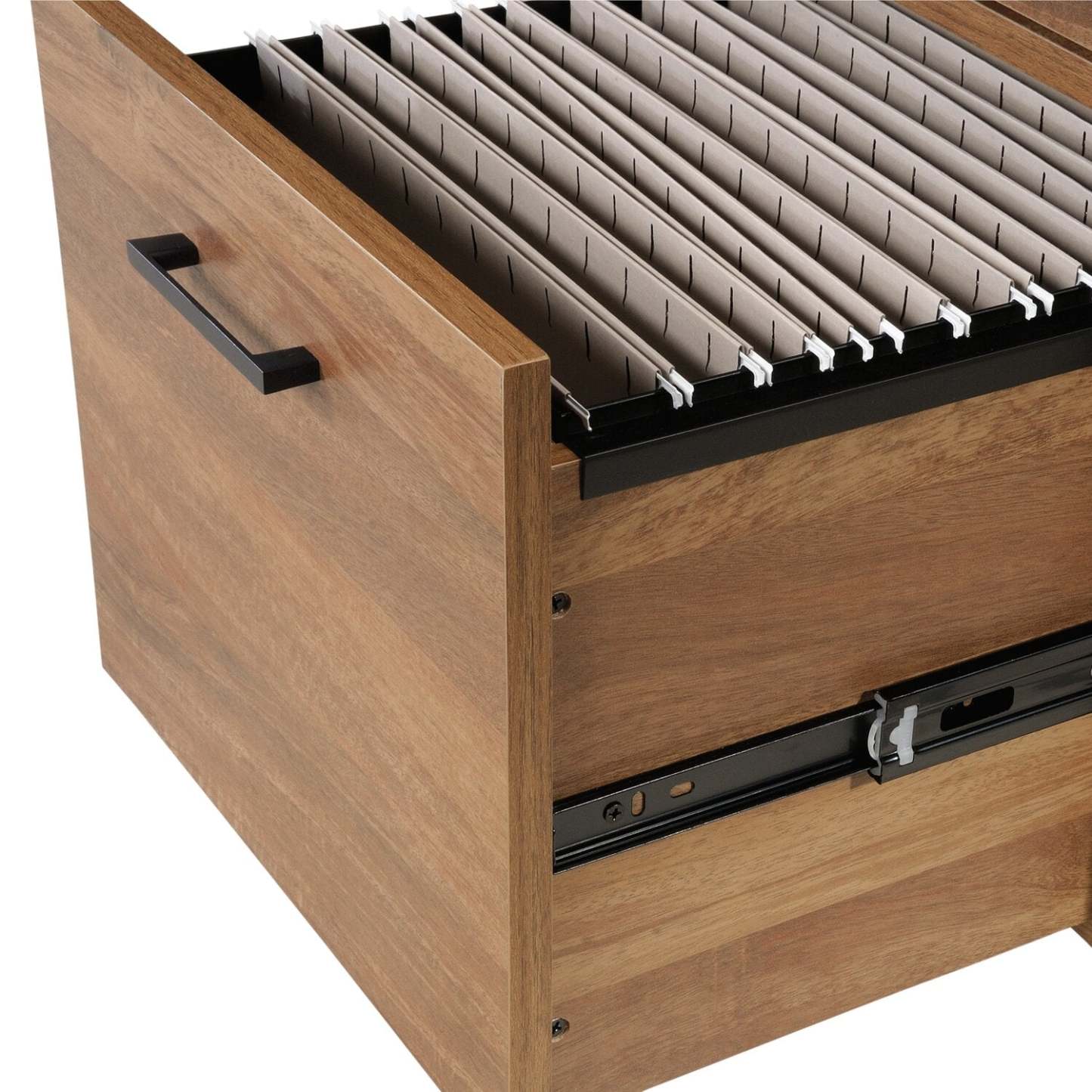 Bureau en forme de L Taryn de 59,69 po à 2 tiroirs - blanc et brun clair