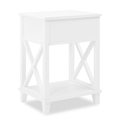 Table de chevet Elle à 1 tiroir, 18 L x 25,75 H - Blanc | Table de nuit Elle de 18 po (l) x 25,75 po (H) à 1 tiroir - blanche