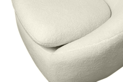 Chaise d'appoint incurvée en tissu bouclé Lola 28,7 avec coussin de siège amovible - Blanc | Fauteuil d'appoint courbé Lola de 28,7 po en tissu chenille bouclé avec coussin de siège amovible - blanc