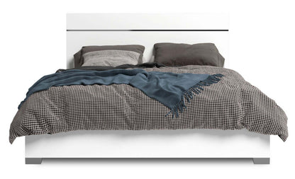 Ensemble de chambre à coucher Gino 6 pièces avec lit à panneaux, commode, miroir et table de nuit - fabriqué en Italie, moderne, blanc - taille king