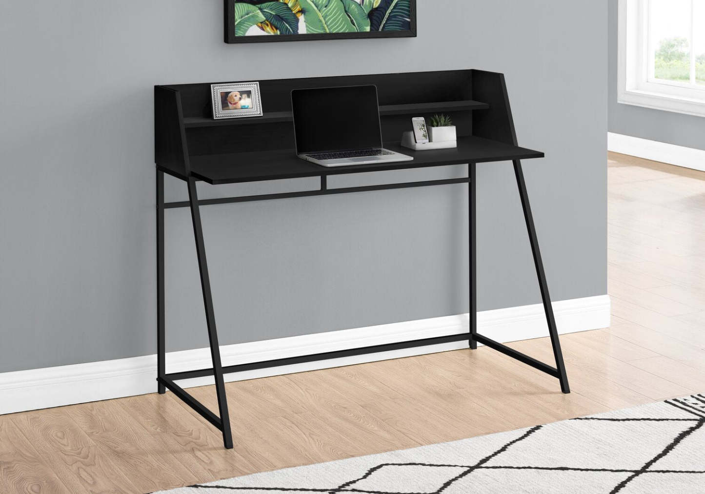 Bureau Lawson 47.25 avec petite niche - Noir|Bureau Lawson de 47,25 po avec petite crédence - noir