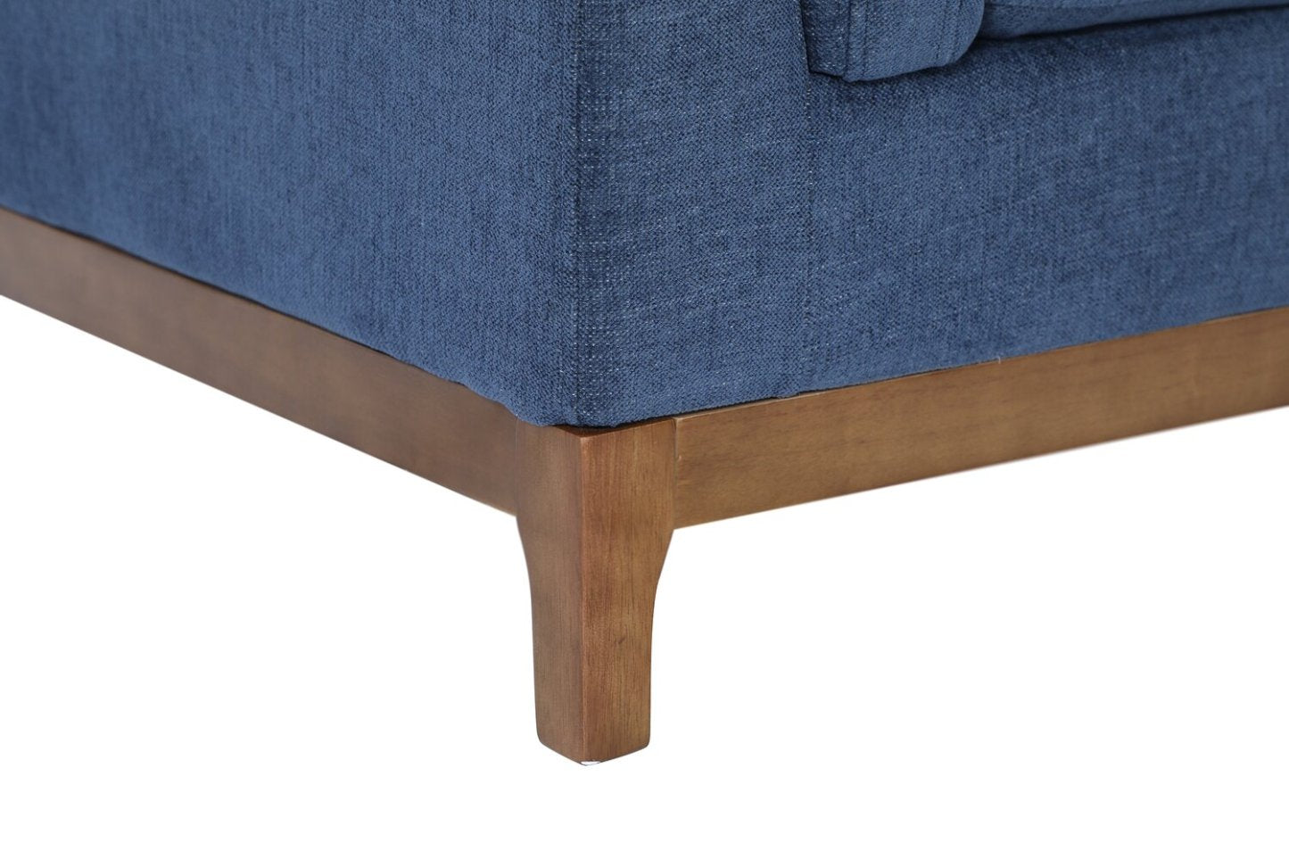 Sofa sectionnel de droite Zara 2 pièces en tissu avec fauteuil long et pattes en bois - bleu marine