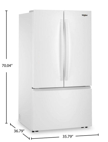 Whirlpool 36 31 Cu. Ft. French-Door Refrigerator with Ice Maker - White - WRFF3136SW | Réfrigérateur Whirlpool de 36 po et de 31 pi3 à portes françaises avec machine à glaçons - blanc - WRFF3136SW | WRFF313W