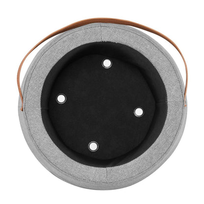 Pouf de rangement rond Vancouver de 18 po en tissu avec poignée - gris