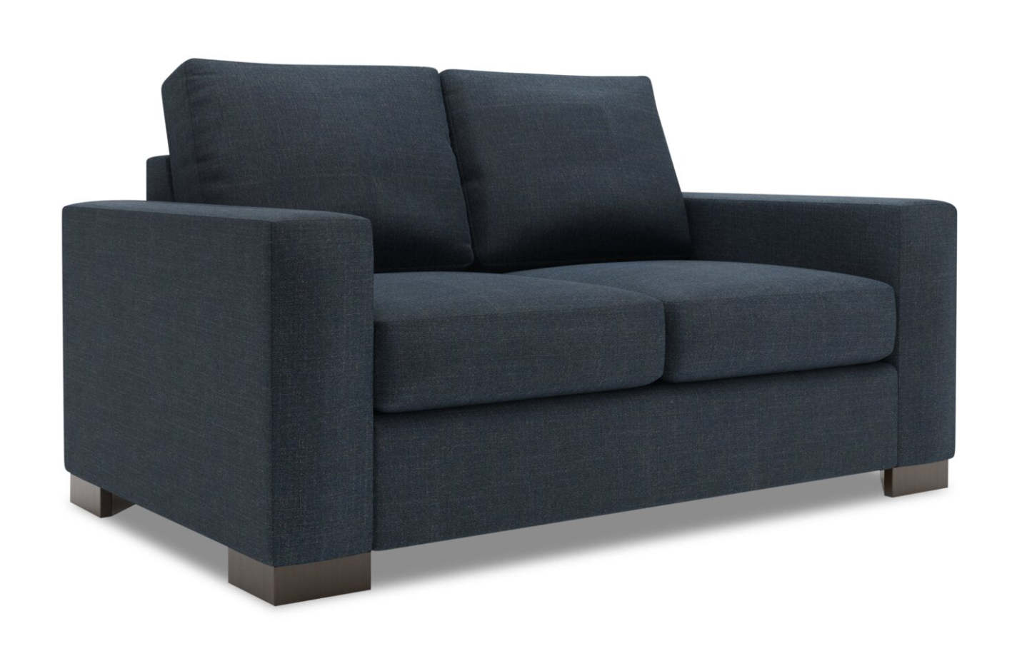Fabriquée au Canada Causeuse personnalisable Track de Sofa Lab de 62 po en tissu d’apparence lin avec accoudoirs rectilignes - bleu Luna Sailor | TR202491