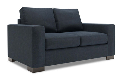 Fabriquée au Canada Causeuse personnalisable Track de Sofa Lab de 62 po en tissu d’apparence lin avec accoudoirs rectilignes - bleu Luna Sailor | TR202491