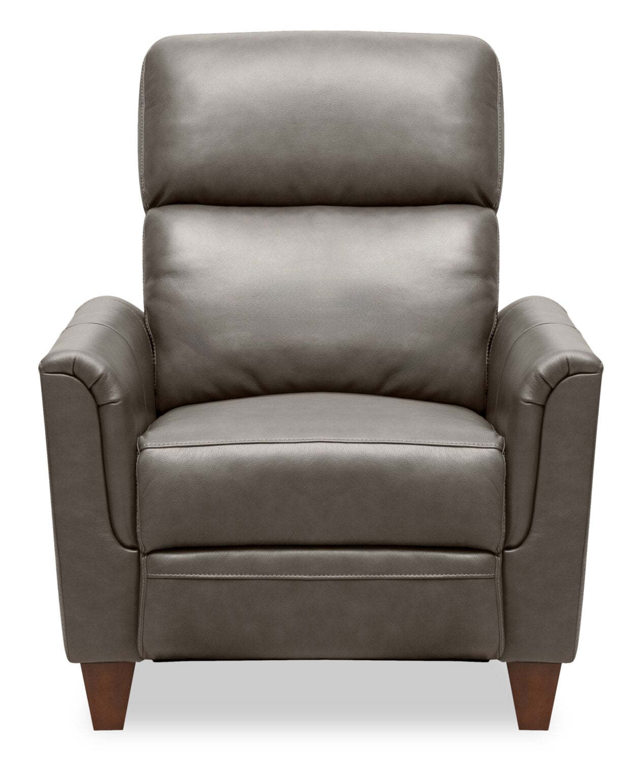 Bryce 35.5 Top-Grain Genuine Leather Power Reclining Chair with Power Headrest - Grey | Fauteuil à inclinaison électrique Bryce de 35,5 po en cuir véritable de qualité supérieure avec appuie-tête électrique - gris
