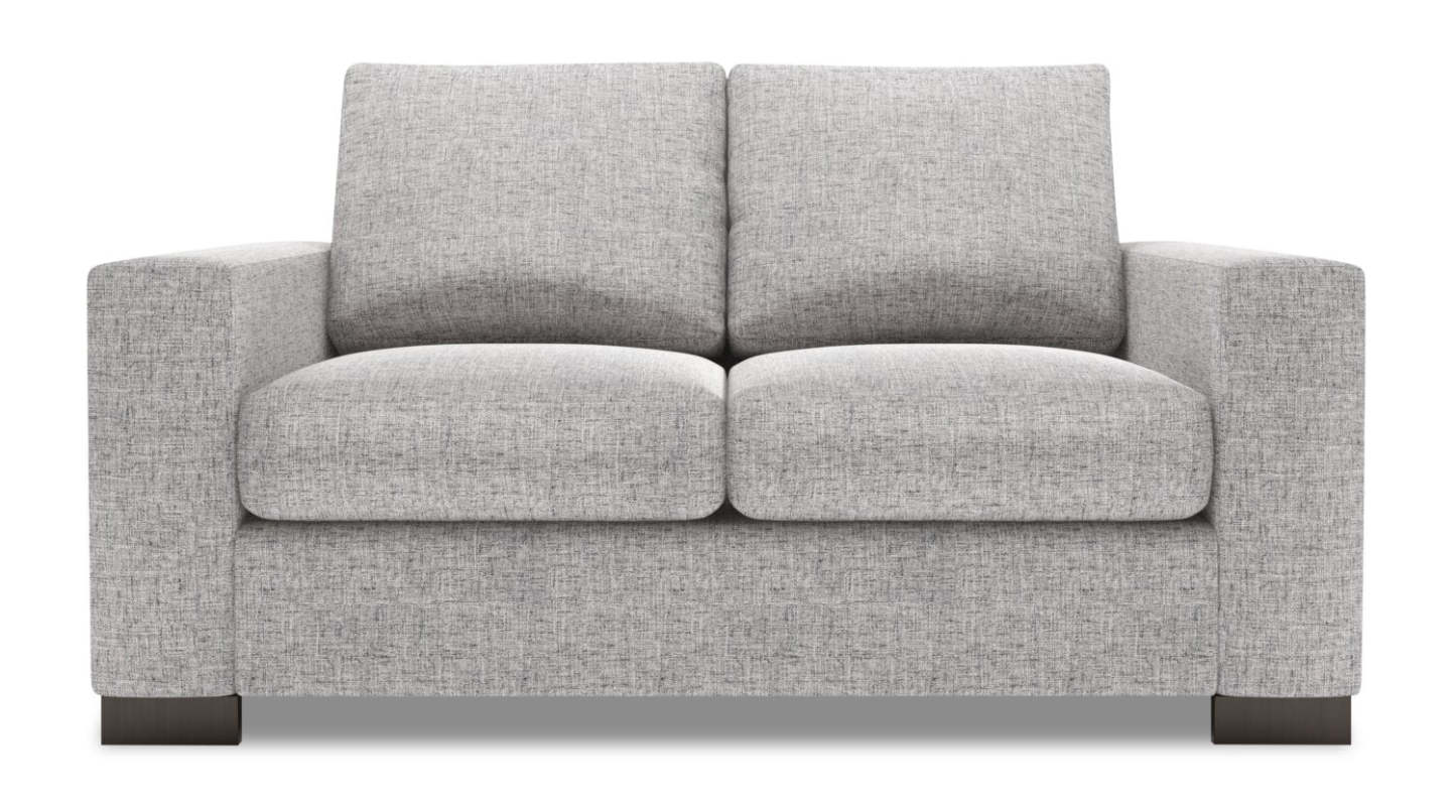 Fabriquée au Canada Causeuse personnalisable Track de Sofa Lab de 62 po en tissu d’apparence lin avec accoudoirs rectilignes - gris Luna Domino | TR202191