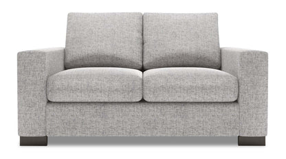 Fabriquée au Canada Causeuse personnalisable Track de Sofa Lab de 62 po en tissu d’apparence lin avec accoudoirs rectilignes - gris Luna Domino | TR202191