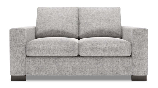Fabriquée au Canada Causeuse personnalisable Track de Sofa Lab de 62 po en tissu d’apparence lin avec accoudoirs rectilignes - gris Luna Domino | TR202191