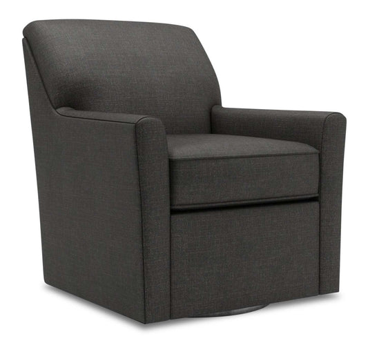 Fauteuil d’appoint pivotant personnalisable Sofa Lab de 31 po fabriqué au Canada en tissu d’apparence lin - gris Luna Kohl | SWIV2691