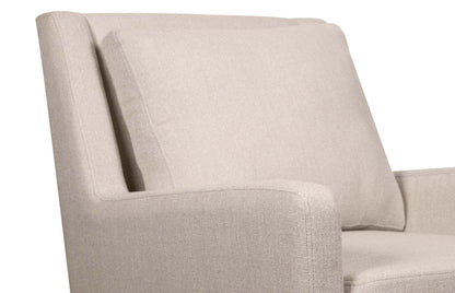 Chaise d'appoint en tissu d'apparence lin avec base en bois Adel 28,5 - Beige | Fauteuil d'appoint Adel de 28,5 po en tissu d'apparence lin avec piètement en bois - beige