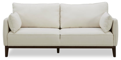 Cindy Crawford Home Gena 78,7 canapé de taille condo en tissu d'apparence lin avec coussins de dossier amovibles - blanc coton