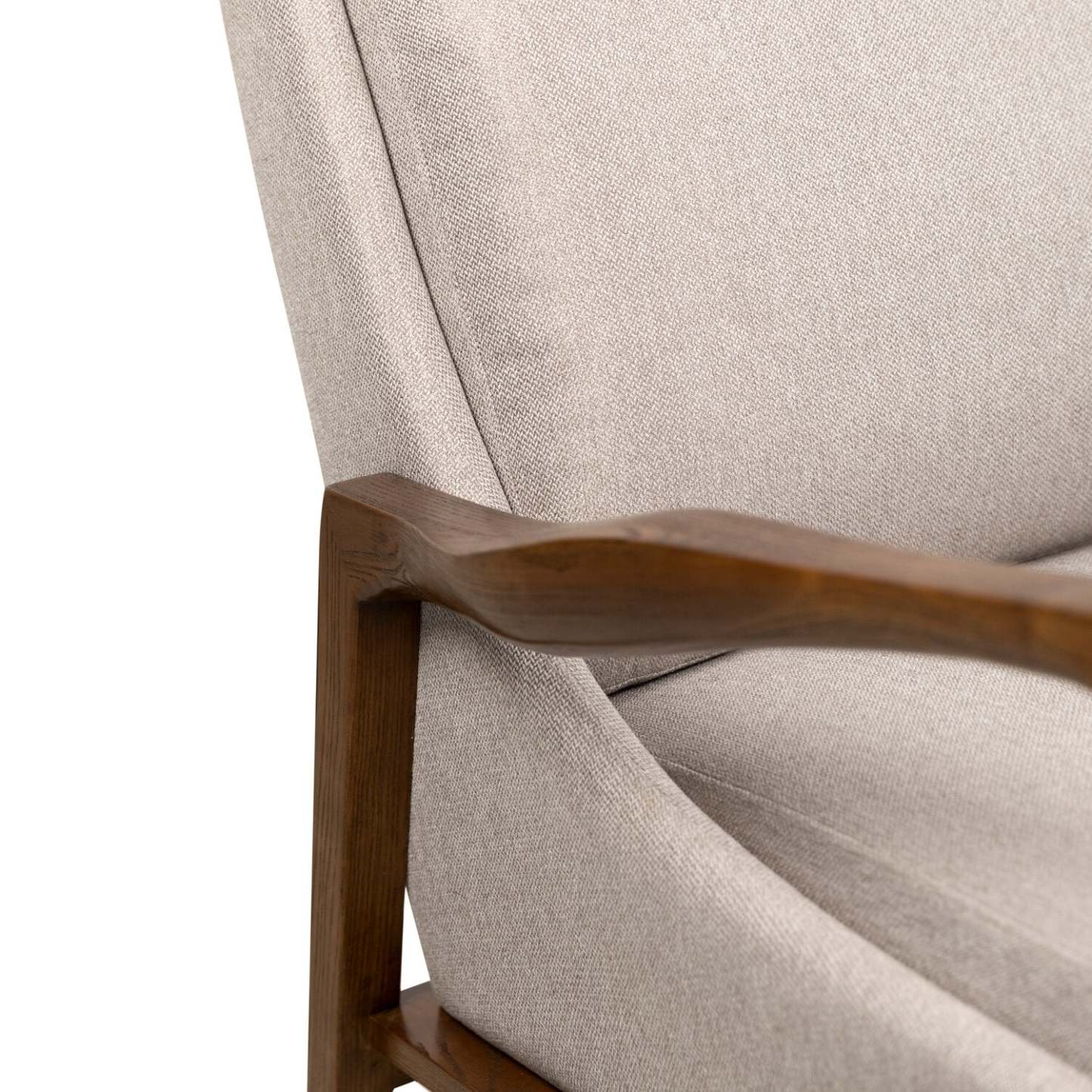 Echo 27,95 Chaise d'appoint en tissu avec accoudoirs et pieds en bois - Beige | Fauteuil d'appoint Echo 27,95 po en tissu avec accoudoirs et pattes en bois - beige