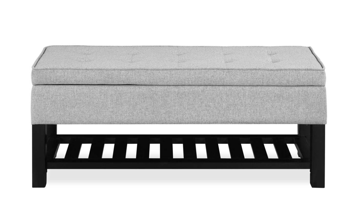 Ryan 43.5 Storage Bench with Bottom Shelf - Light Grey|Banc de rangement Ryan de 43,5 po avec tablette Inférieure - gris clair