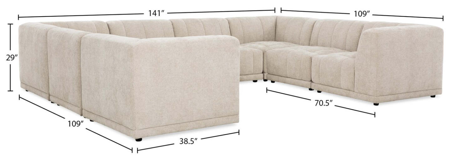 Kort &amp; Co. Canapé sectionnel modulaire Oaklyn 8 pièces en tissu avec coussins de siège capitonnés - beige