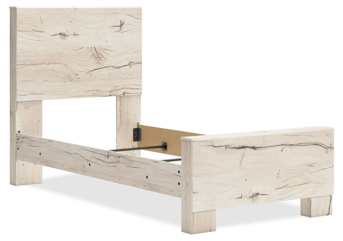 Lit à panneaux Derekson avec tête de lit et cadre pour enfants, blanc rustique - taille simple | Lit à panneaux Derekson pour enfants avec tête de lit et cadre de lit, blanc rustique - format lit simple