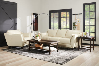 Chateau d'Ax Lusso 92 100% Genuine Leather Chair with Wood Legs - Smoke Grey | Sofa Lusso de Château d’Ax de 92 po en cuir véritable à 100 % avec pattes en bois - gris fumée