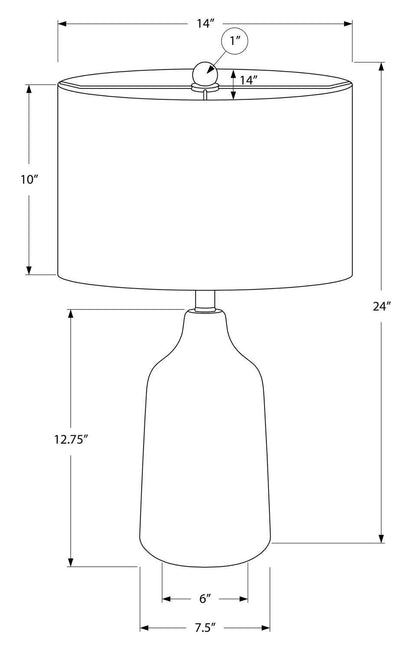 Lampe de table de 24 po béton noir avec abat-jour gris