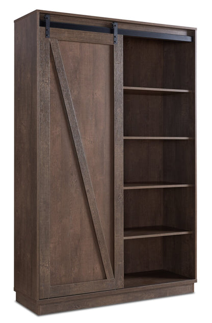 Warren 47.25 Accent Storage Cabinet with Sliding Barn-style Door - Walnut Oak|Armoire décorative de rangement Warren de 47,25 po avec porte coulissante de style grange - chêne noyer