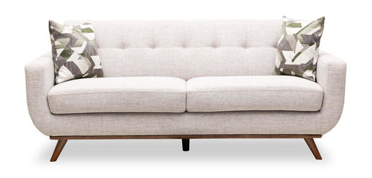 Kort & Co. Freeman 80” Linen-Look Fabric Condo Size Sofa with Wood Legs - Dove White | Sofa Freeman de Kort & Co. de 80 po de format condo en tissu d’apparence lin avec base et pattes en bois - blanc colombe