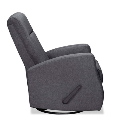 Fauteuil berçant, pivotant et inclinable Nyla de 30 po en tissu d’apparence lin - gris