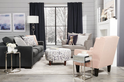 Fauteuil d’appoint enveloppant Sofa Lab personnalisable de 48 po fabriqué au Canada en tissu d’apparence lin - gris Pax Slate | CUDD3049