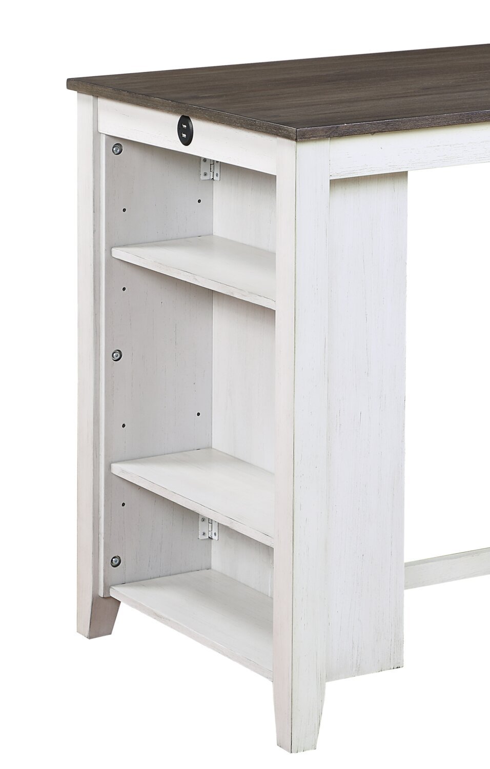 Lane 3pc Counter-Height Dining Set with Table & 2 Chairs, Built-in Shelves & USB, 36.5W - White | Ensemble de salle à manger Lane 3 pièces de hauteur comptoir avec table de 36,5 po (L), tablettes et port USB intégrées, et 2 chaises - blanc