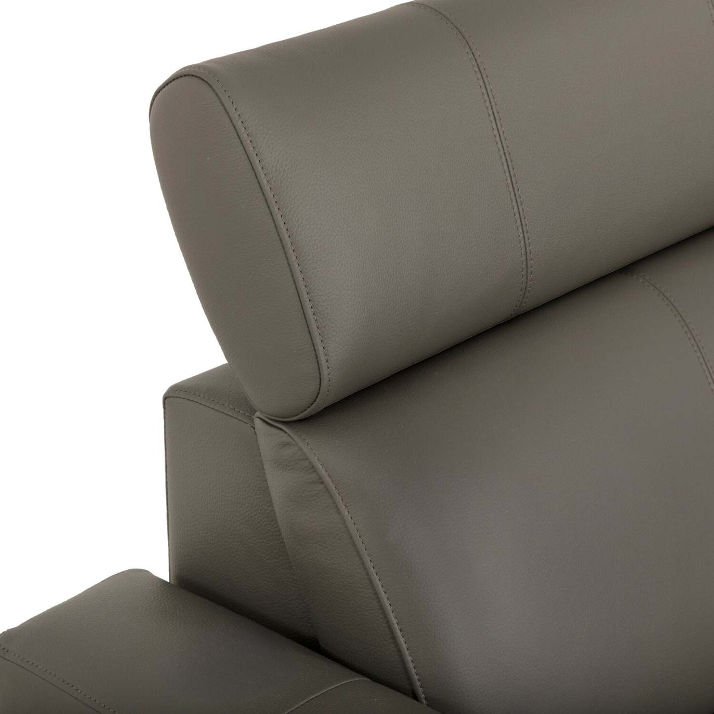 Sofa sectionnel de droite à inclinaison électrique Valentino 3 pièces en cuir véritable avec appuie-têtes réglables - gris