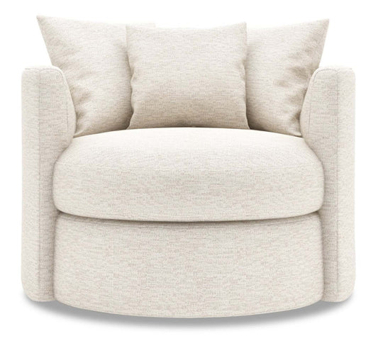 Fauteuil d'appoint pivotant Nest de Sofa Lab de 41 po fabriqué au Canada en tissu chenille - beige Luxury Sand | NID3093