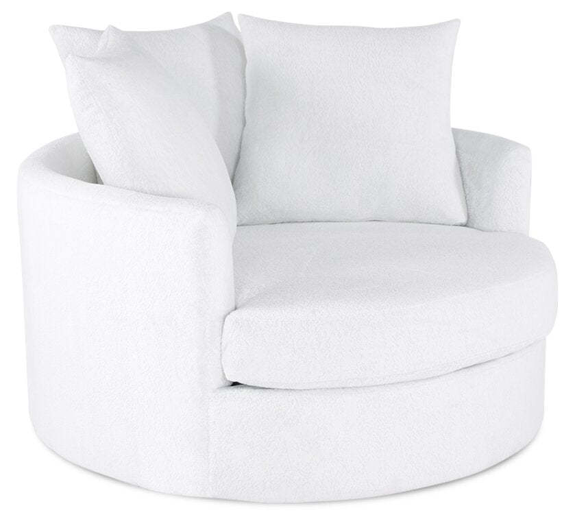Fauteuil d’appoint Cuddler Grande de 48 po fabriqué au Canada en tissu de chenille - blanc Plush Heaven