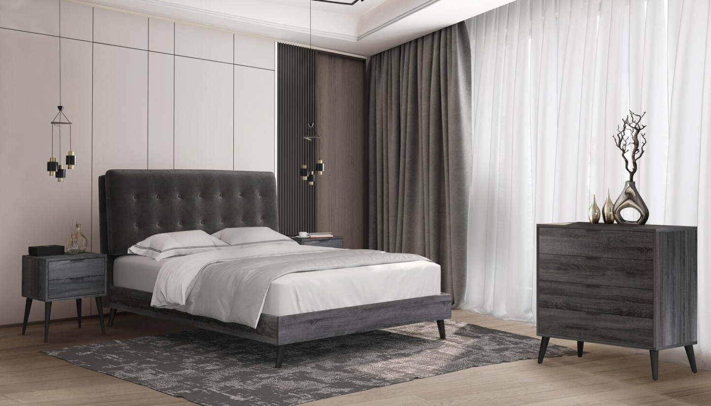 Nash Bedroom Chest of Drawers, 4-Drawer, 35.4W x 35.5H, Modern Mid-Century - Dark Grey | Commode verticale moderne du milieu du 20e siècle Nash de 35,4 po (L) x 35,5 po (H) à 4 tiroirs pour la chambre à coucher - gris foncé