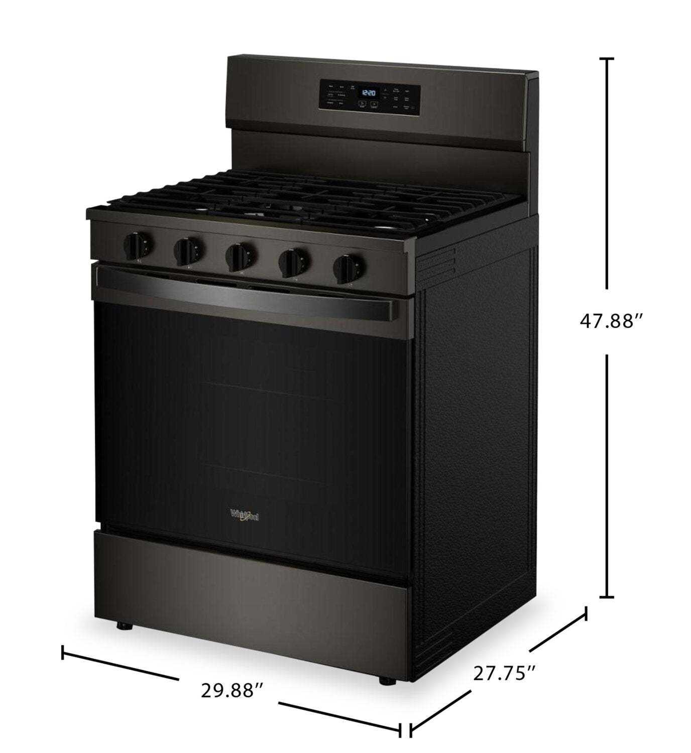 Cuisinière à gaz Whirlpool de 5 pi³ avec friture à air et autonettoyage - acier inoxydable noir - WFGS5030RV | WFGS50RV