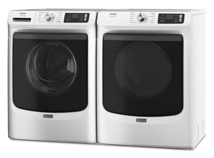 Maytag 5,8 pi3 Laveuse intelligente à chargement frontal Pet Pro et 7,4 pi3 Sécheuse à gaz - blanche | Laveuse intelligente à chargement frontal Pet Pro de 5,8 pi3 et sécheuse à gaz de 7,4 pi3 de Maytag – blanches | MAFL702Z
