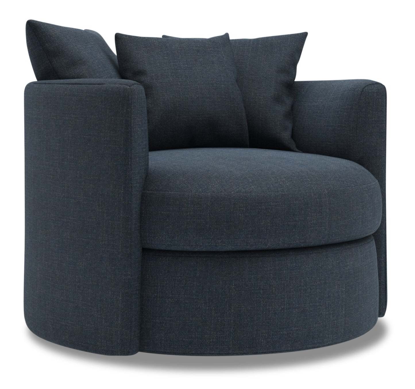 Fabriqué au Canada Sofa Lab Fauteuil d'appoint pivotant personnalisable Nest 41 en tissu d'apparence lin - bleu Luna Sailor | NID2491