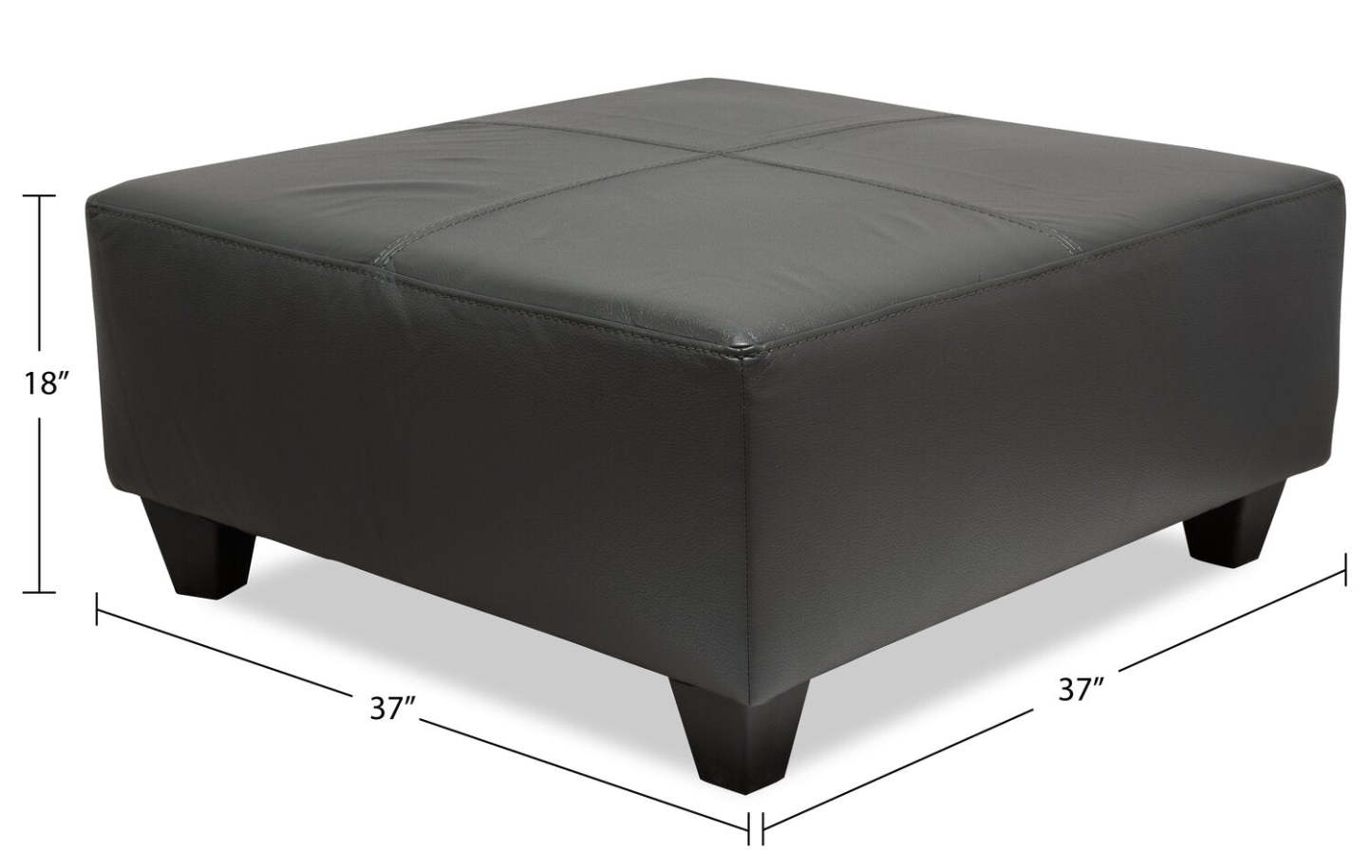 Fabriqué au Canada Pouf Addison 37 en similicuir - Gris | Pouf Addison de 37 po fabriqué au Canada d'apparence cuir - gris