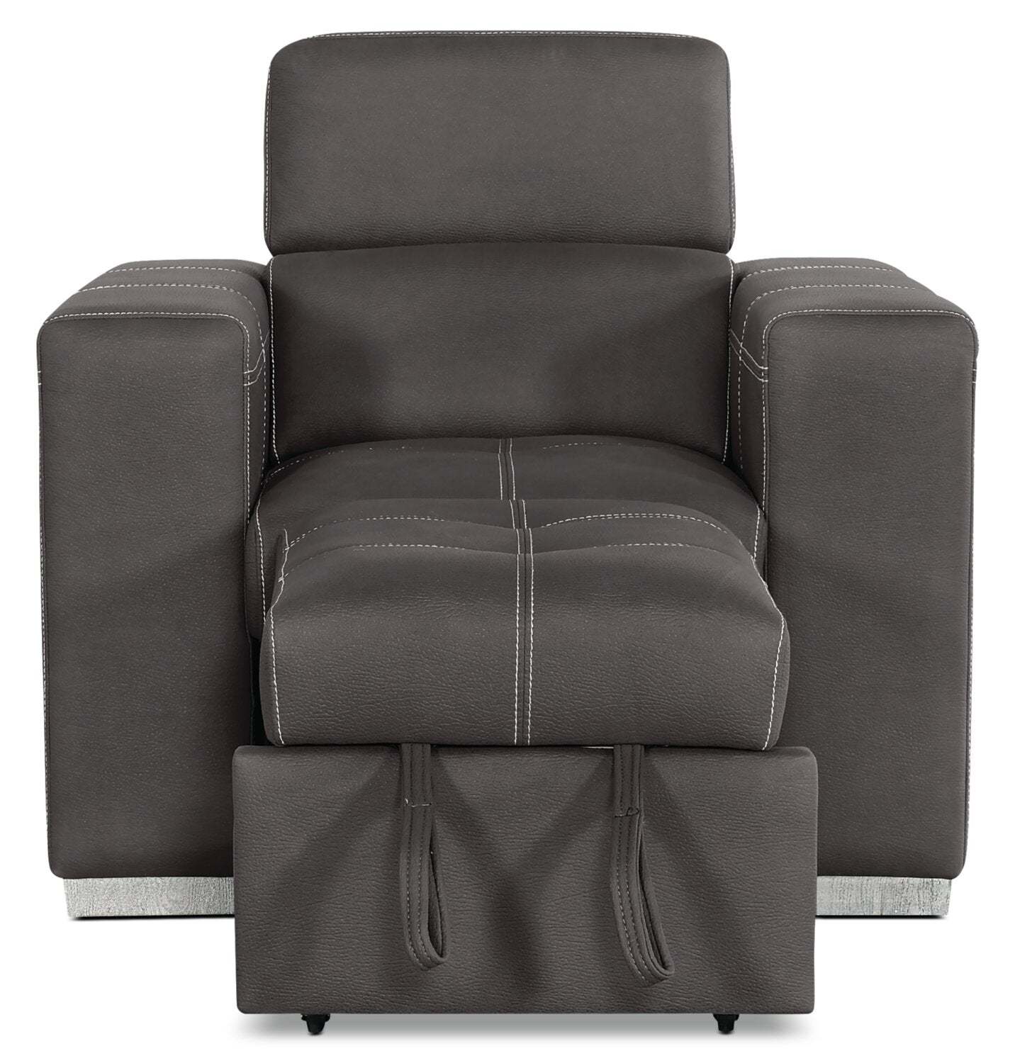 Fauteuil Drake de 41,5 po en tissu de suédine avec pouf rétractable et appuie-têtes relevables - gris ciment