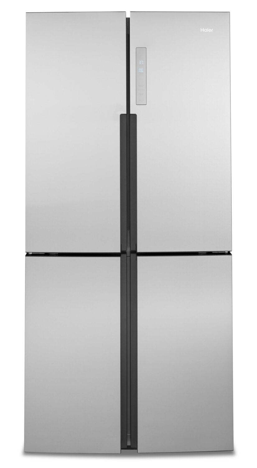 Réfrigérateur Haier de 33 16,4 pi³ à 4 portes - acier inoxydable résistant aux traces de doigts - QHE16HYPFS | Haier 33 16,4 Cu. Ft. Quad Door Refrigerator - Stainless Steel Fingerprint Resistant
