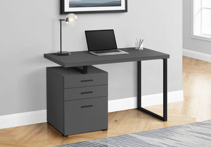 Clayton 47.25 Reversible Office Desk with 3-Drawers - Dark Grey|Bureau réversible Clayton de 47,25 po à 3 tiroirs - gris foncé