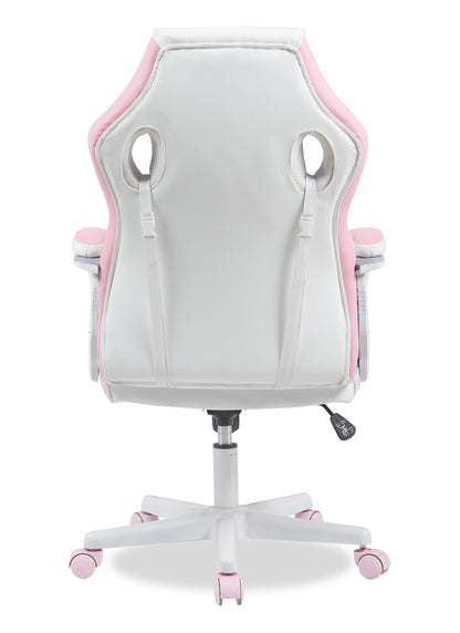 Chaise de jeu ergonomique Velocity 24 - Blanc et rose | Fauteuil de jeu ergonomique Velocity de 24 po - blanc et rose