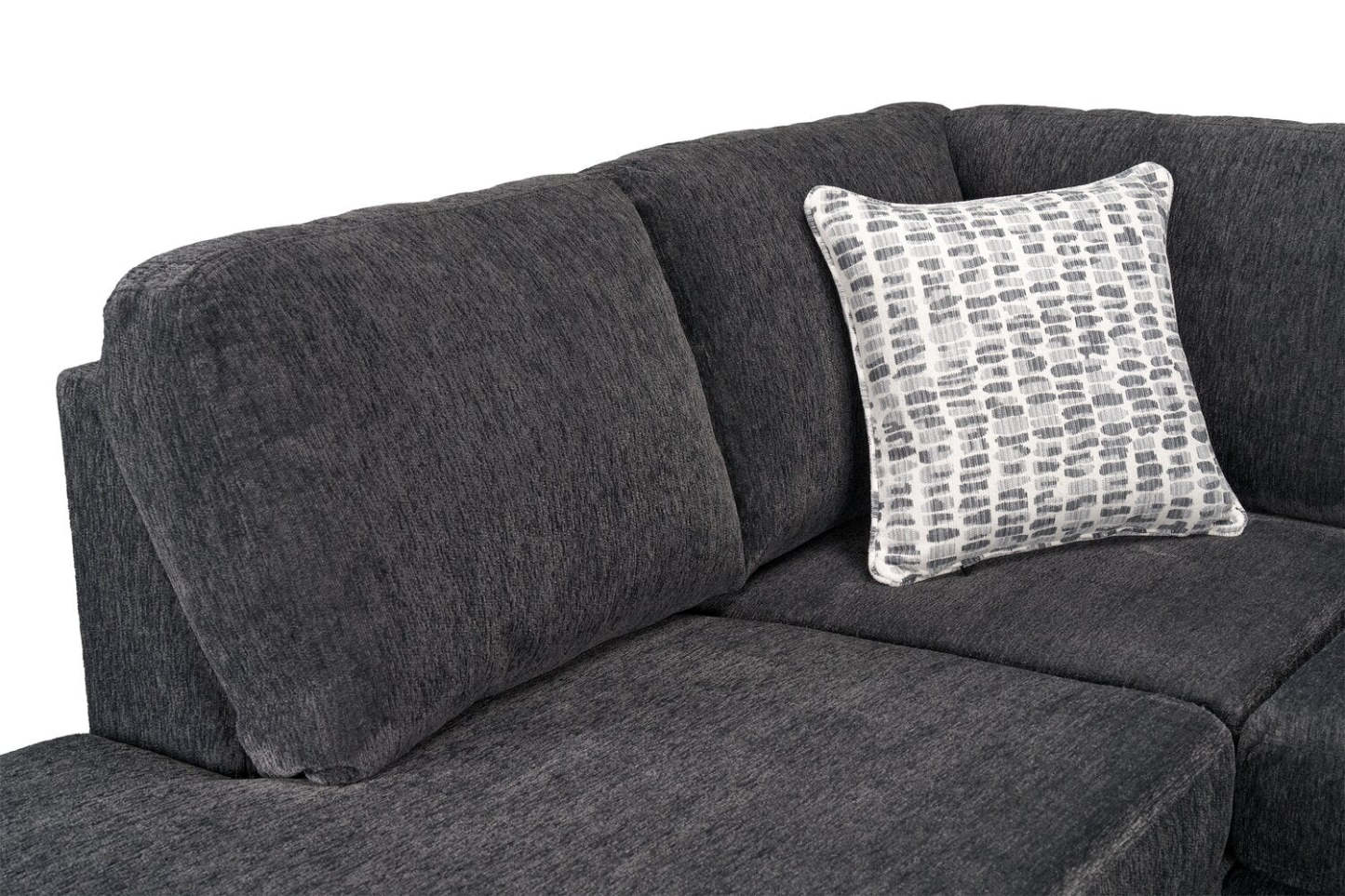 Fabriqué au Canada, canapé sectionnel en U de gauche Morgan 2 pièces en tissu de chenille avec coussins décoratifs - gris