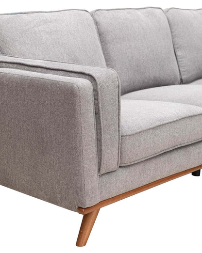 Sofa sectionnel Kassia de Kort & Co. 2 pièces en tissu d’apparence lin avec base et pattes en bois - gris