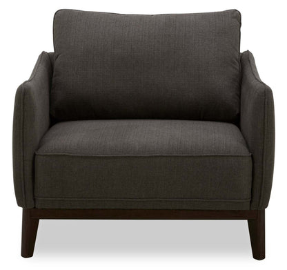 Fauteuil Gena de Cindy Crawford Home de 38,5 po en tissu d’apparence lin avec coussin de dossier amovible - gris anthracite