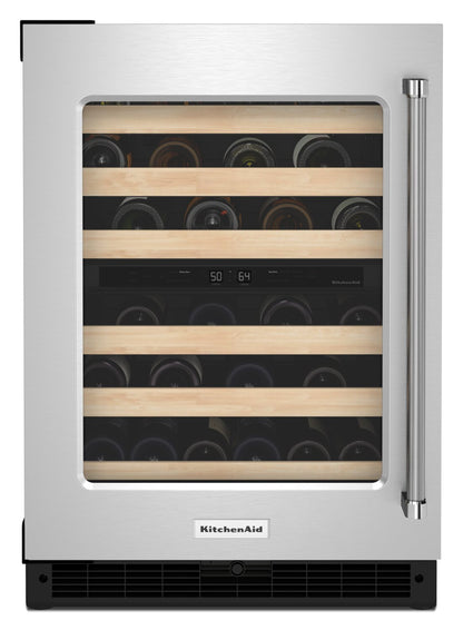 Réfrigérateur à vin KitchenAid de 5 pi³ et de 24 po sous le comptoir - acier inoxydable - KUWL214KSB | KitchenAid 24 5 Cu. Ft. Undercounter Wine Refrigerator - Stainless Steel - KUWL214KSB
