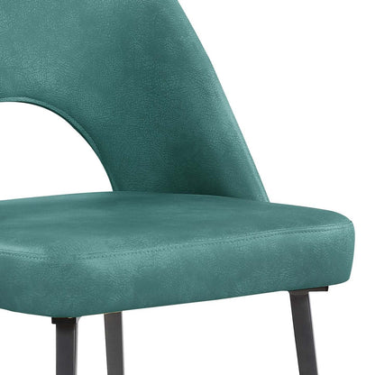 Chaise de salle à manger Bay de Kort & Co. en tissu de cuir végétalien et en métal - turquoise
