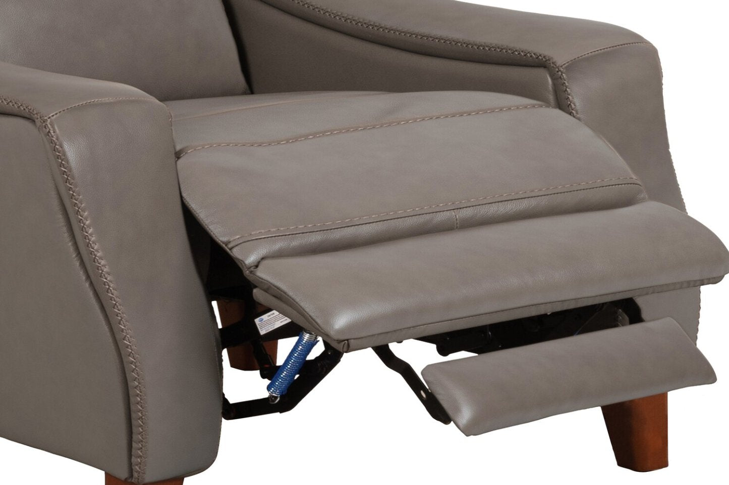 Fauteuil à inclinaison par poussée Natalie de 32,5 po en cuir véritable de qualité supérieure avec pattes en bois - gris