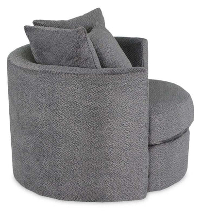 Fauteuil d’appoint pivotant Cuddler Midi de 42 po fabriqué au Canada en tissu de chenille - gris Teddy Nightfall
