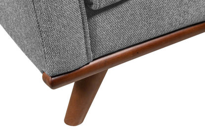 Sofa Kassia de Kort & Co. de 90,6 po en tissu d’apparence lin avec base et pattes en bois - gris